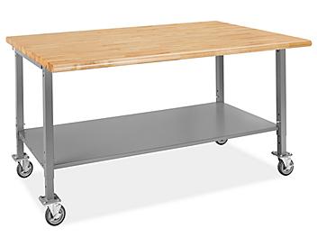 Mobile Heavy-Duty Packing Table - 72 x 48", Maple Top H-9626-MAP