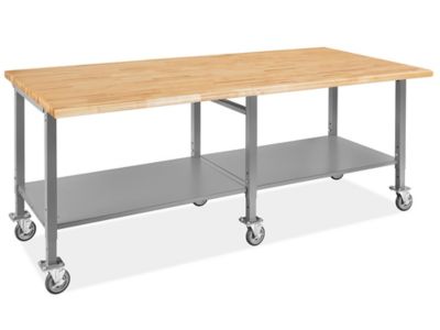 Mobile Heavy-Duty Packing Table - 96 x 48", Maple Top with Rounded Edge H-9627-MAP