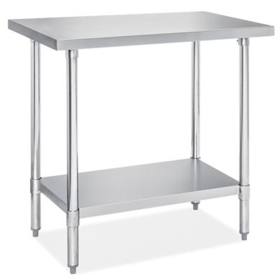 Mesa de Trabajo de Acero Inoxidable de Altura Ajustable con Repisa Inferior  - 60 x 30 H-9649 - Uline