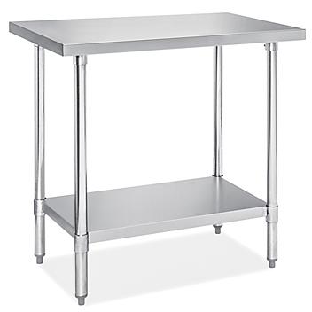 Economy Stainless Steel Worktable with Bottom Shelf - 36 x 24" H-9643