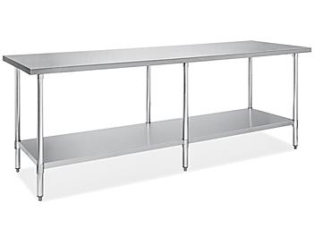 Economy Stainless Steel Worktable with Bottom Shelf - 96 x 30" H-9644