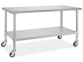 Standard Mobile Stainless Steel Worktable with Bottom Shelf - 60 x 30" H-9646
