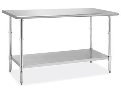 Mesa de Trabajo de Acero Inoxidable de Altura Ajustable con Repisa Inferior  - 60 x 30 H-9649 - Uline