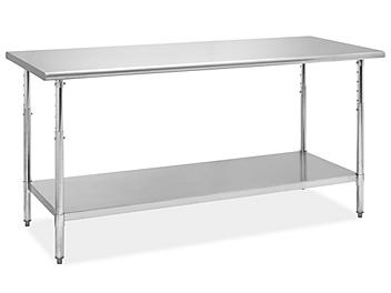 Adjustable Height Stainless Steel Worktable with Bottom Shelf - 72 x 30" H-9650