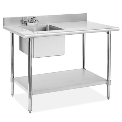 Stainless Steel Worktable with Sink - 48 x 30"