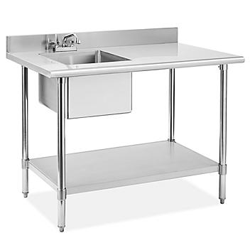 Stainless Steel Worktable with Sink - 48 x 30"