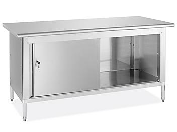 Stainless Steel Cabinet Workbench without Backsplash - 72 x 30" H-9654