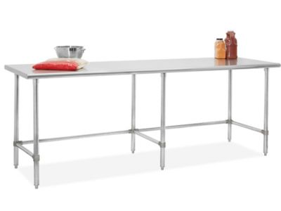 スチールテーブル Deluxe Stainless Steel Worktable without Bottom Shelf - 96 x 30