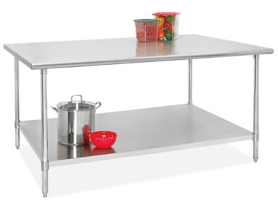 Deluxe Stainless Steel Worktable with Bottom Shelf - 72 x 48