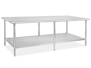 Deluxe Stainless Steel Worktable with Bottom Shelf - 96 x 48" H-9660