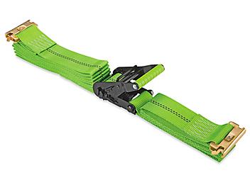 Uline Hi-Vis Ratchet Tie-Downs - E-Track, 2" x 16', 3,000 lb Capacity H-9716