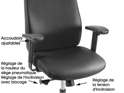 Vinyl Task Chair with Adjustable Arms Black H 9727BL Uline