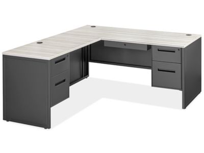 Double Pedestal Industrial Office L-Desk - 66 x 78" H-9731