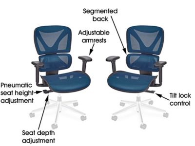 【地域限定送料込み】定価51,600円HRALEM CHAIR DENIM 2脚 Workstream by Monoprice WFH Ergonomic Office Chair with Mesh