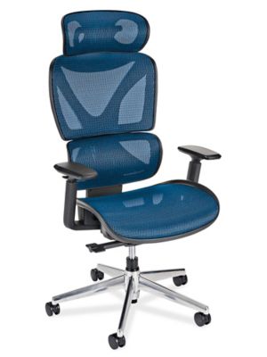 Deluxe All-Mesh Chair with Headrest - Blue H-9765BLU