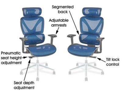 unico イス Deluxe All-Mesh Chair with Headrest H-9765 - Uline