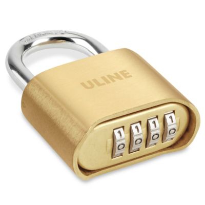 Uline Brass Padlock - Combination, 1" Shackle H-9820