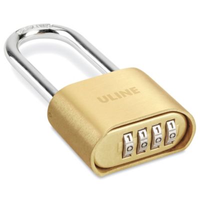 Uline Brass Padlock - Combination, 2 1/4 Shackle H-9821 - Uline
