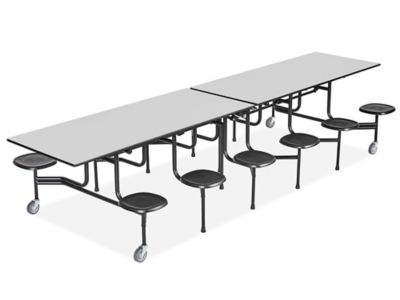 Rectangle Mobile Cafeteria Table with Stools - Light Gray H-9855GR 