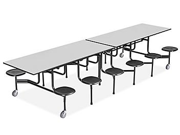 Rectangle Mobile Cafeteria Table with Stools - Light Gray H-9855GR