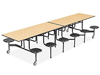 Rectangle Mobile Cafeteria Table with Stools - Maple H-9855MAP