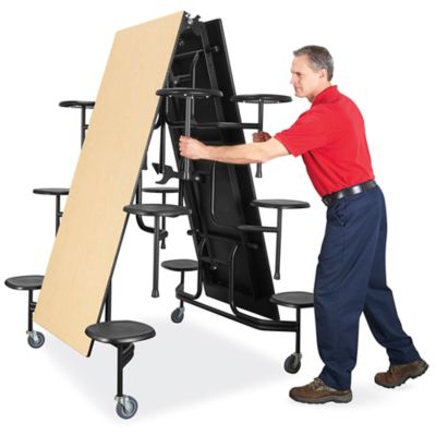 Rectangle Mobile Cafeteria Table with Stools - Maple H-9855MAP - ULINE