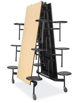 Rectangle Mobile Cafeteria Table with Stools - Maple H-9855MAP - ULINE