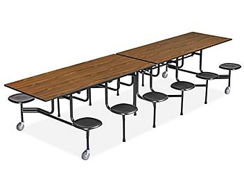 Rectangle Mobile Cafeteria Table with Stools - Walnut H-9855WAL