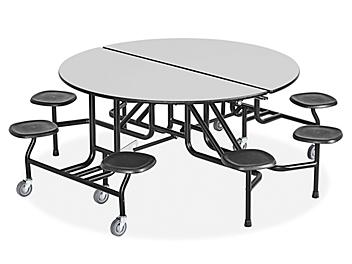 Round Mobile Cafeteria Table with Stools - Light Gray H-9856GR