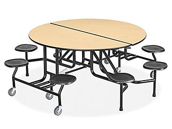Round Mobile Cafeteria Table with Stools - Maple H-9856MAP