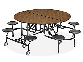 Round Mobile Cafeteria Table with Stools - Walnut H-9856WAL