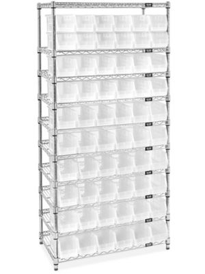 Wire Stackable Bin Organizer with 11 x 5 1/2 x 5" Clear Bins H-9881C