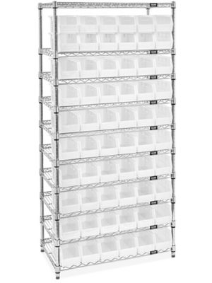 Wire Stackable Bin Organizer with 11 x 5 1/2 x 5" White Bins H-9881W
