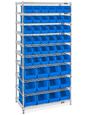 Plastic Stackable Bins - 11 x 5 1/2 x 5, Blue S-12415BLU - Uline