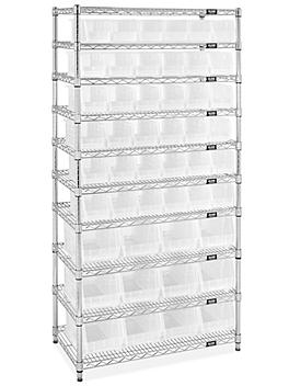Wire Stackable Bin Organizer with Clear Bins H-9882C