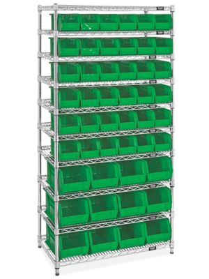 Plastic Stackable Bins - 15 x 8 x 7, Green S-12419G - Uline