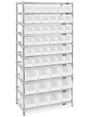 Wire Stackable Bin Organizer with White Bins H-9882W