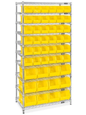 Wire Stackable Bin Organizer with 18 x 16 1/2 x 11 Clear Bins - ULINE - H-9883C