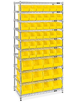Wire Stackable Bin Organizer with Yellow Bins H-9882Y