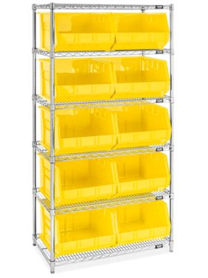 Wire Stackable Bin Organizer with 18 x 16 1/2 x 11" Yellow Bins H-9883Y