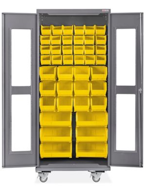 Mobile Bin Storage Cabinet - 36 x 24 x 84, 138 Yellow Bins H-9050Y - Uline