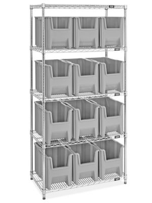  Support de rangement à bacs empilables géants – 36 x 18 x 72 po, bacs de 17 1/2 x 10 7/8 x 12 1/2 po