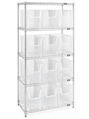 Giant Stackable Bin Organizer - 48 x 18 x 72 with 15 x 20 x 12 1/2 Red Bins - ULINE - H-9903R