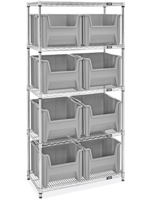  Support de rangement à bacs empilables géants – 36 x 18 x 72 po, bacs de 17 1/2 x 16 1/2 x 12 1/2 po