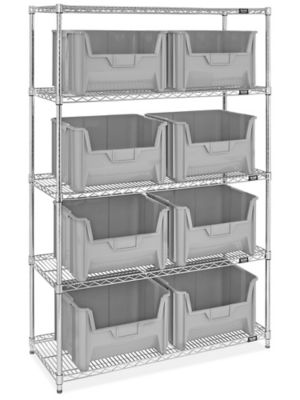  Support de rangement à bacs empilables géants – 48 x 12 x 72 po, bacs de 15 x 20 x 12 1/2 po