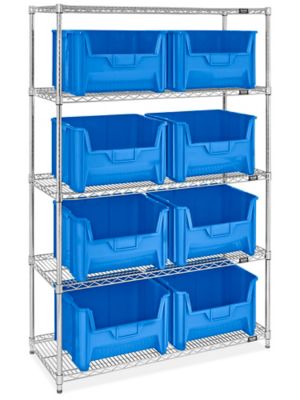 Giant Stackable Bin Organizer - 48 x 18 x 72 with 15 x 20 x 12 1/2 Red Bins - ULINE - H-9903R