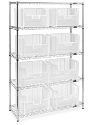 Organizador para Gavetas Gigantes Estibables - 48 x 18 x 72 con Gavetas  Azules de 15 x 20 x 12 1/2 H-9903BLU - Uline