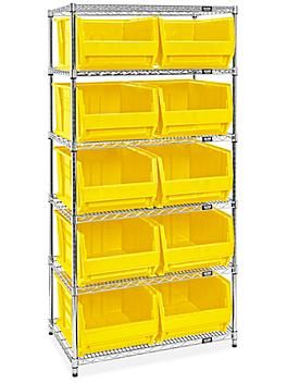 Magnum Hopper Bin Organizer - 36 x 24 x 72" with 24 x 17 x 11" Yellow Bins H-9907Y
