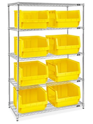 Magnum Hopper Bin Organizer - 48 x 24 x 72" with 20 x 18 x 12" Yellow Bins H-9908Y