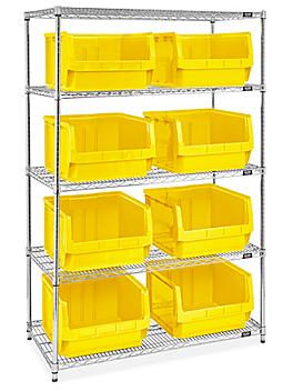 Magnum Hopper Bin Organizer - 48 x 24 x 72" with 20 x 18 x 12" Yellow Bins H-9908Y